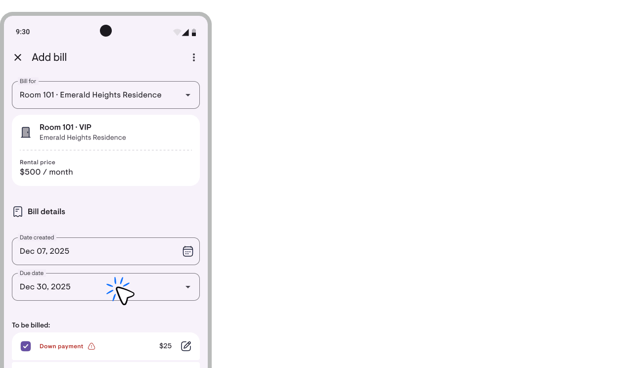 Invoice due date preset showing the resolved actual date