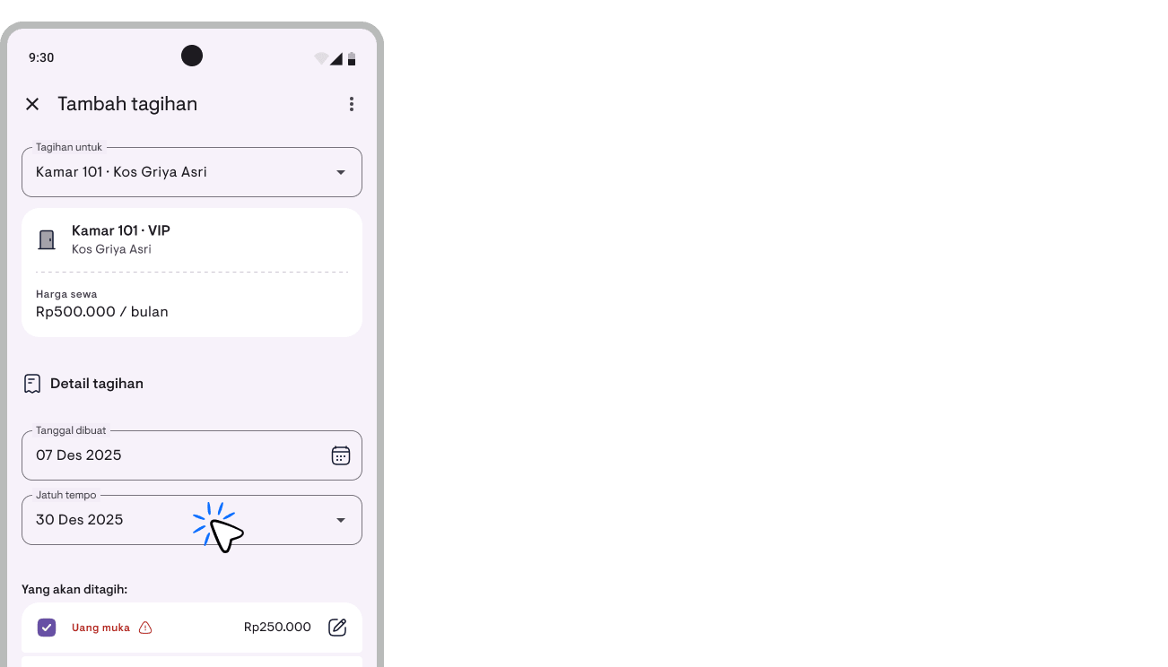 Preset jatuh tempo Tagihan dengan tanggal aktual yang di-resolve