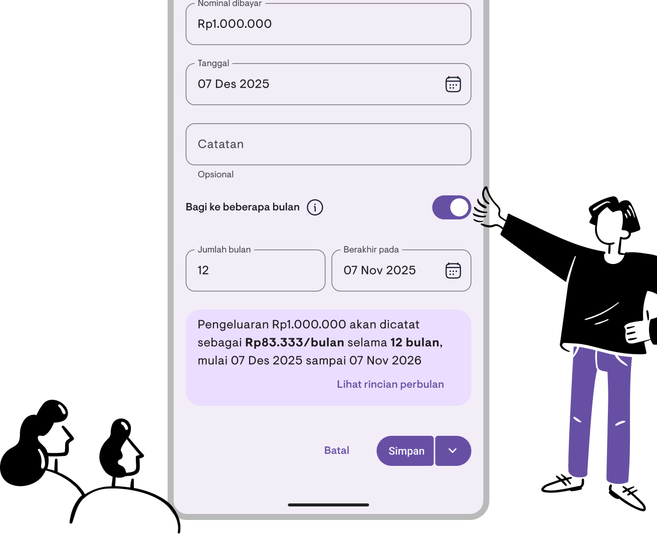 Fitur amortisasi pengeluaran Kamaru