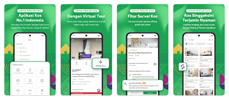 Tampilan aplikasi Mamikos untuk pemilik kos dengan fitur listing