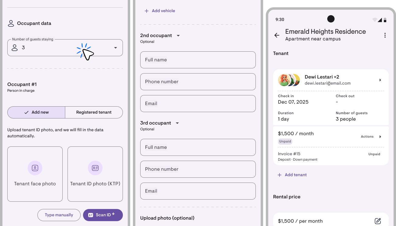 Occupants shown as stacked avatars on the tenant card
