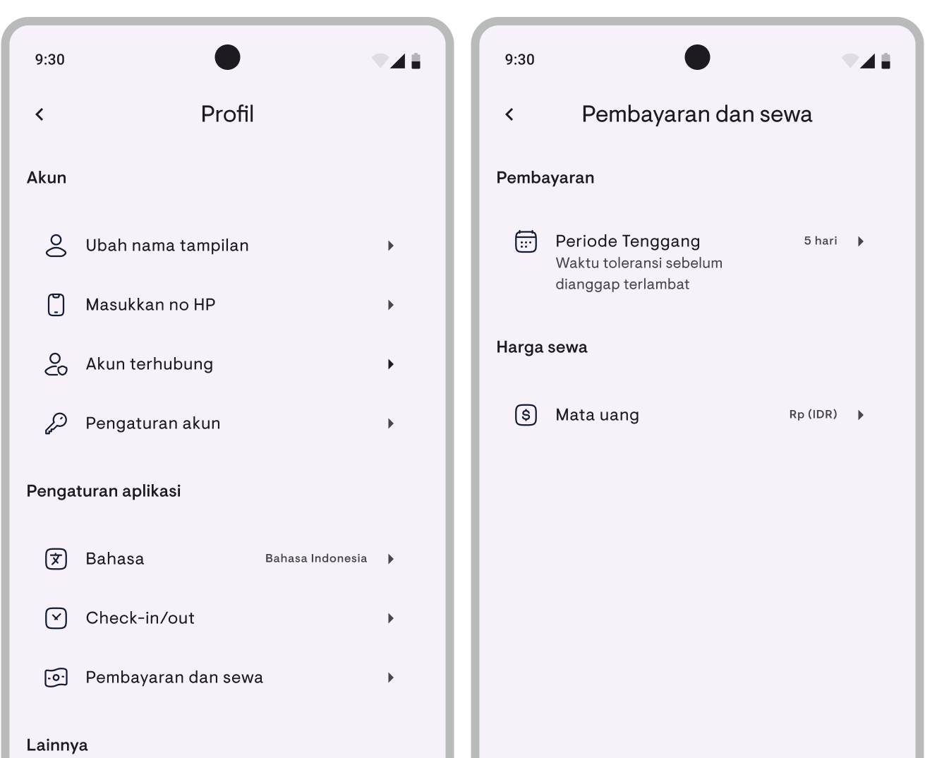 Grace period settings