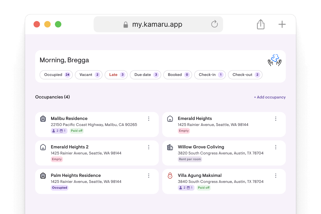 Kamaru in a browser at my.kamaru.app