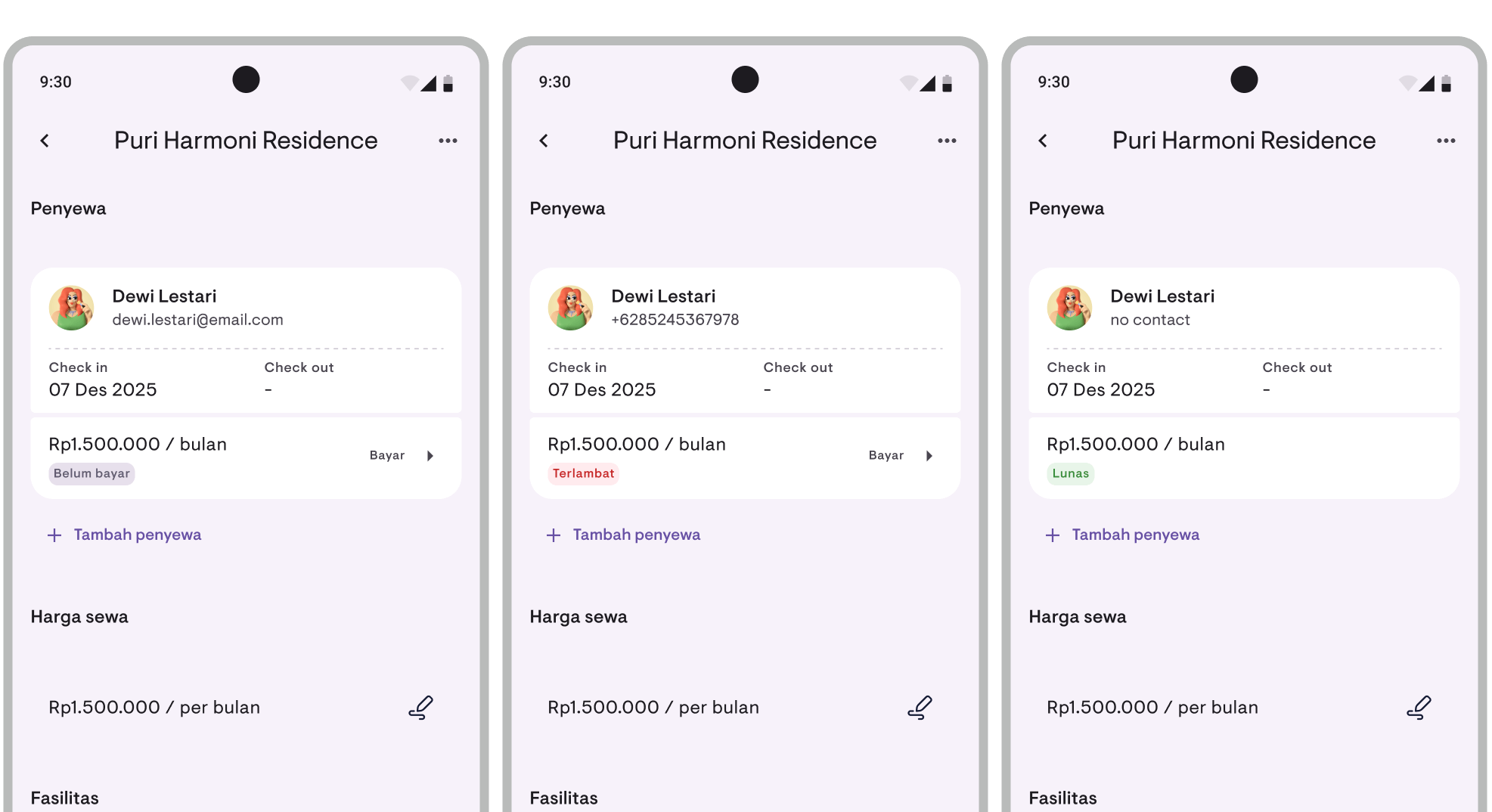 Payment status badges